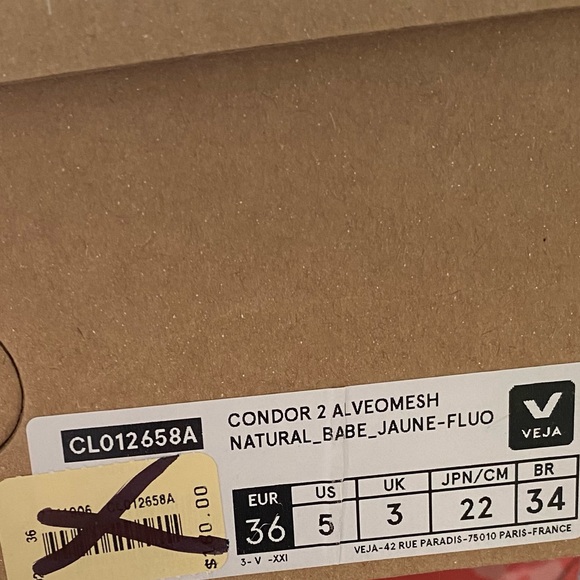 Veja Condor 2 Sneaker in Natural & Parme & Jaune-Fluo Running Shoes Size 36/5 - Picture 12 of 13